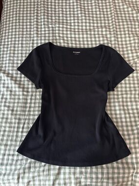 Old Navy Black Ribbed Square Neck Short Sleeve Top